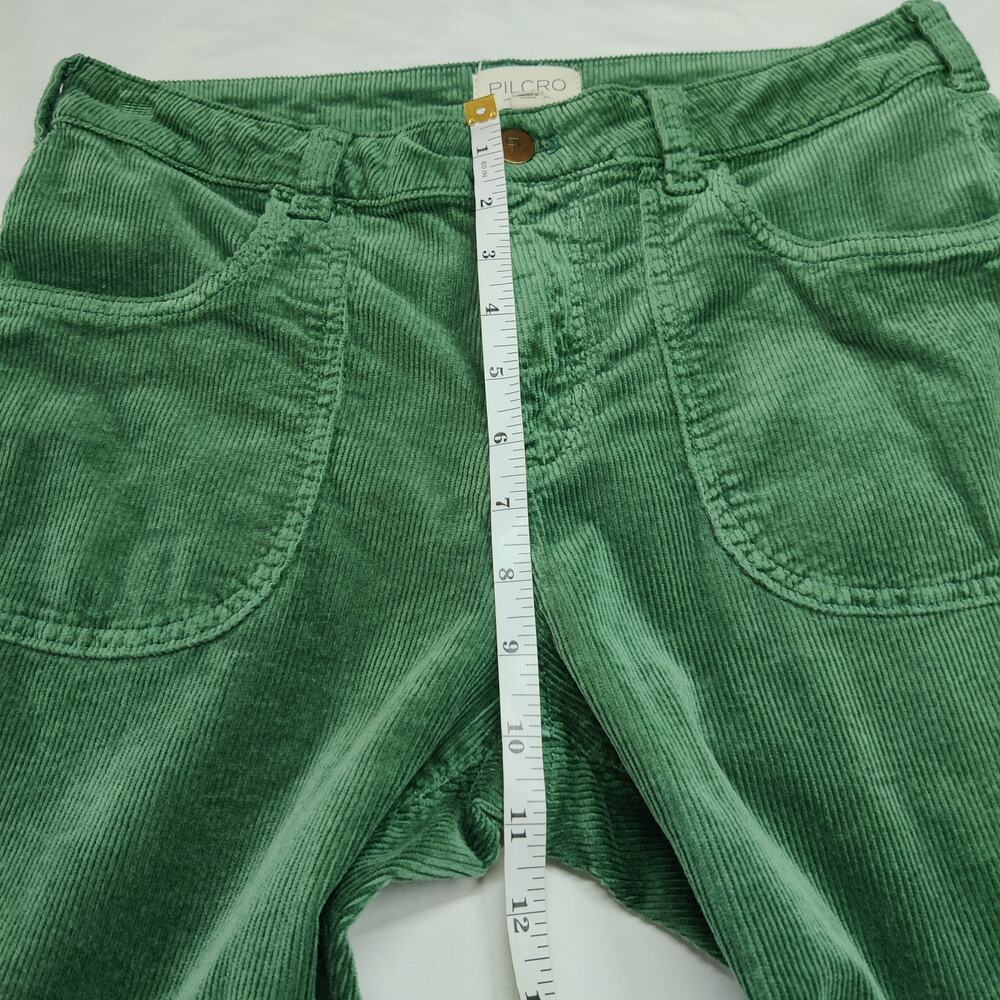 Pilcro Anthropologie The Icon Green Corduroy Mid Rise Flare Pants 29 Retro 70s - Picture 11 of 13
